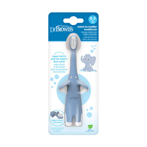 Dr Brown's - Infant-to-Toddler Toothbrush, Elephant, Blue, 1-Pack
