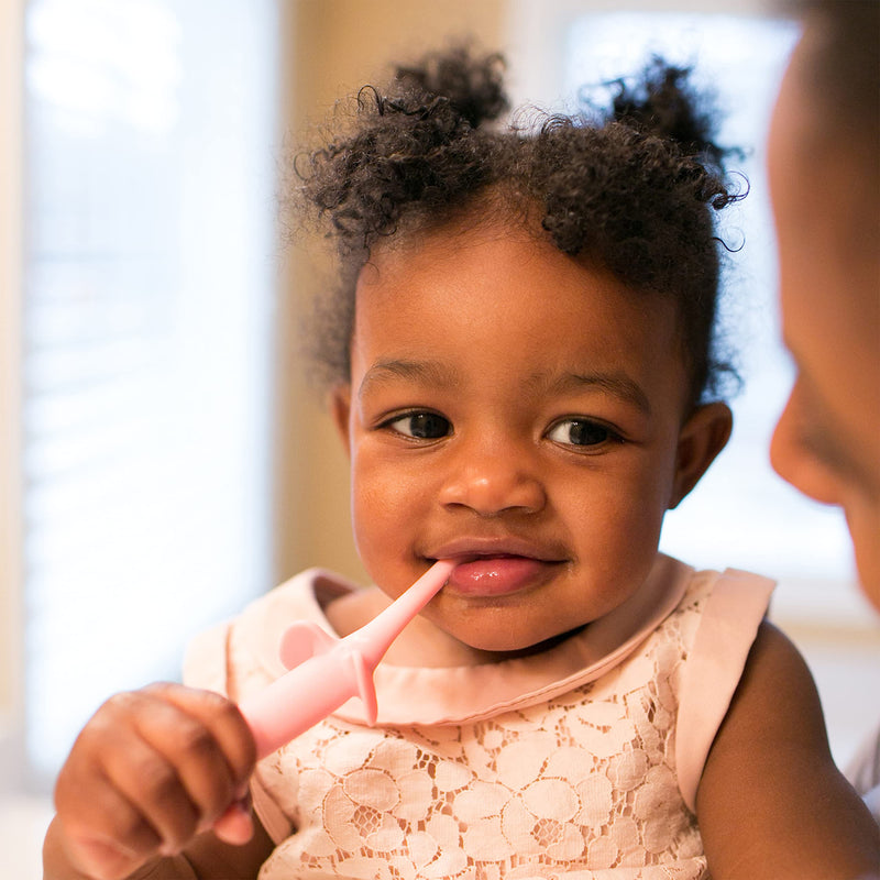 Dr Brown's - Infant-to-Toddler Toothbrush, Pink Elephant, with Apple Pear Toothpaste, 1.4oz/40 g