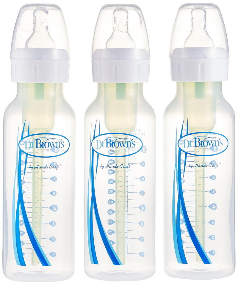 Dr Brown's - 8oz/250mL Narrow Anti-colic Options+ Baby Bottle, 3-Pack