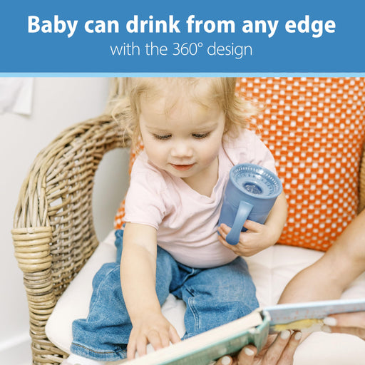 Dr Brown's - 7oz/200mL,Cheers360 Spoutless Transition Cup, w/ Handles, Blue