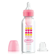 Dr Brown's - 8oz/250mL Narrow Anti-colic Options+ Baby Bottle to Sippy Starter Kit, Pink Hearts, 1-Pack