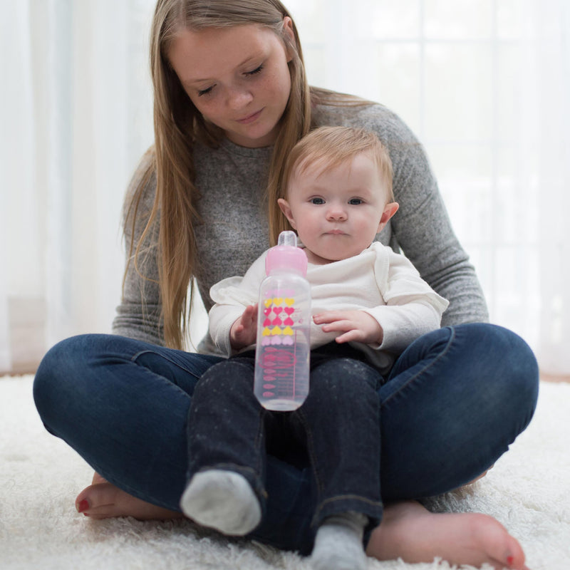 Dr Brown's - 8oz/250mL Narrow Anti-colic Options+ Baby Bottle to Sippy Starter Kit, Pink Hearts, 1-Pack