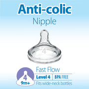 Dr Brown's - Level 4 Natural Silicone Nipple, Wide-Neck 2-Pack