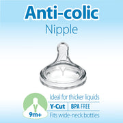 Dr Brown's - Y-Cut Natural Silicone Nipple, Wide-Neck 2-Pack