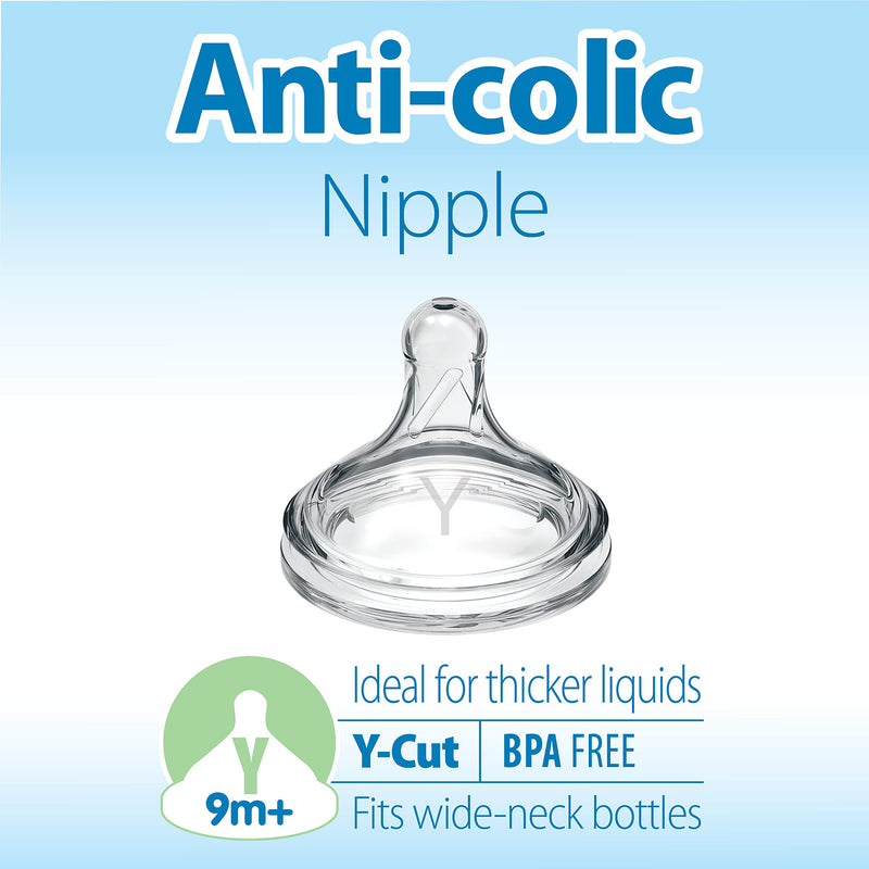 Dr Brown's - Y-Cut Natural Silicone Nipple, Wide-Neck 2-Pack