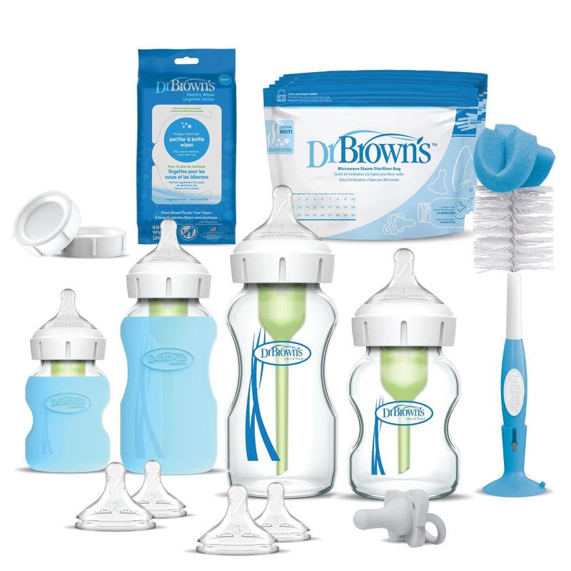 Dr Brown's - Wide-Neck Anti-colic Options+ Glass Baby Bottle Starter Set