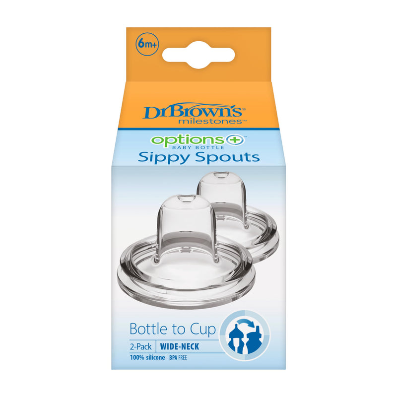 Dr Brown's - Wide-Neck Options+ Silicone Baby Bottle Sippy Spout, 2-Pack
