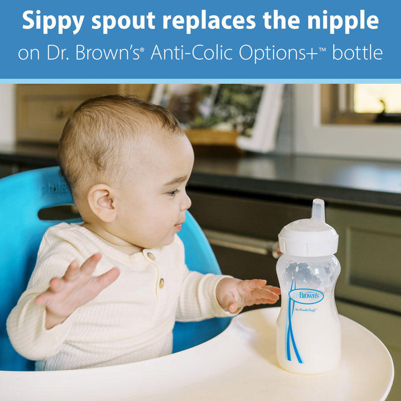 Dr Brown's - Wide-Neck Options+ Silicone Baby Bottle Sippy Spout, 2-Pack