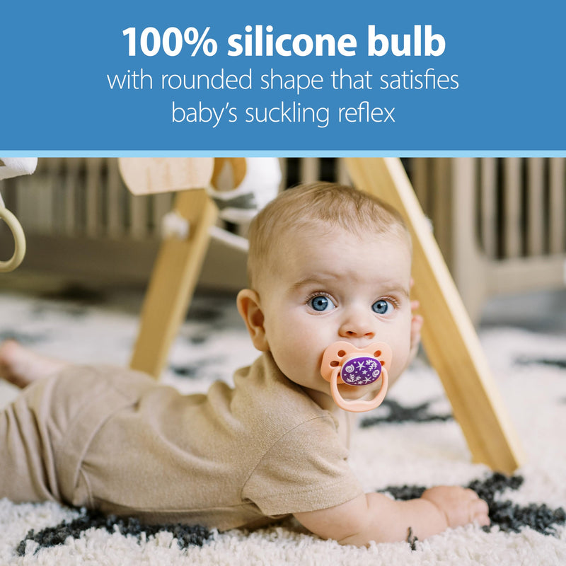 Dr Brown's - Advantage Pacifier, Stage 1, Blue Sunrise and Glow in the Dark Blue Ocean, 4-Pack