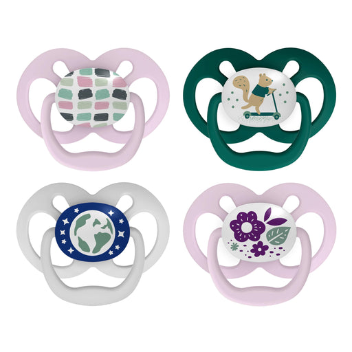 Dr Brown's - Advantage Pacifier, Stage 2, Scooter Squirrel and Glow in the Dark Purple Nature, 4-Pack