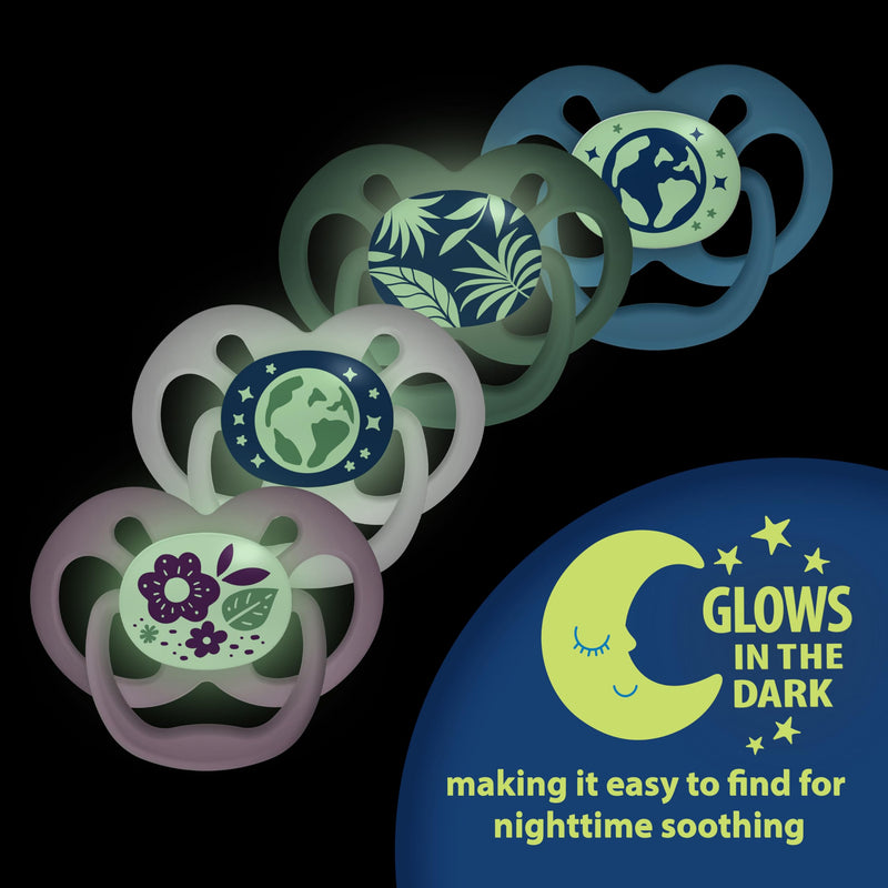Dr Brown's - Advantage Pacifier, Stage 2, Scooter Squirrel and Glow in the Dark Purple Nature, 4-Pack