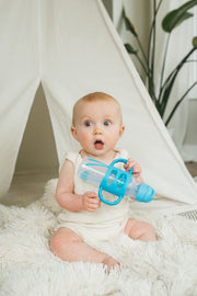 Dr Brown's - 8 oz/250 mL Narrow Sippy Straw Bottles w/ Silicone Handles, Blue, 1-Pack