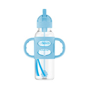 Dr Brown's - 8 oz/250 mL Narrow Sippy Straw Bottles w/ Silicone Handles, Blue, 1-Pack