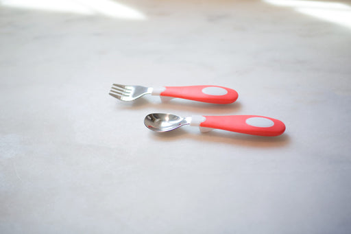 Dr Brown's - Soft Grip Spoon & Fork Set, Coral