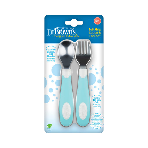 Dr Brown's - Soft Grip Spoon & Fork Set, Teal