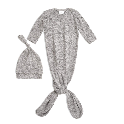 aden + anais - Snuggle Knit Gown+Hat Set | Heather Grey 0-3M - Neutral - 0-3M