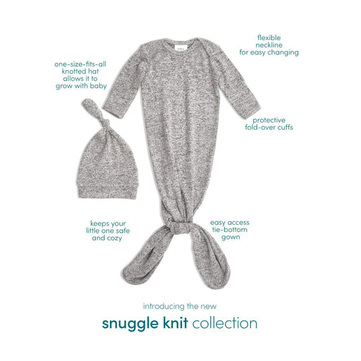 aden + anais - Snuggle Knit Gown+Hat Set | Heather Grey 0-3M - Neutral - 0-3M
