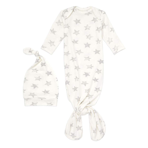 aden + anais - Snuggle Knit Gown+Hat Set | Star 0-3M - Neutral - 0-3M
