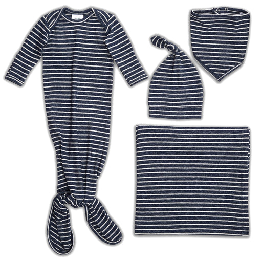 aden + anais - Snuggle Knitborn Gift Set (Blanket, Gown, Bib, Hat) | Heather Grey 0-3M - Neutral - 0-3M
