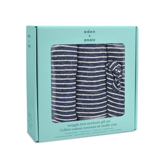 aden + anais - Snuggle Knitborn Gift Set (Blanket, Gown, Bib, Hat) | Heather Grey 0-3M - Neutral - 0-3M