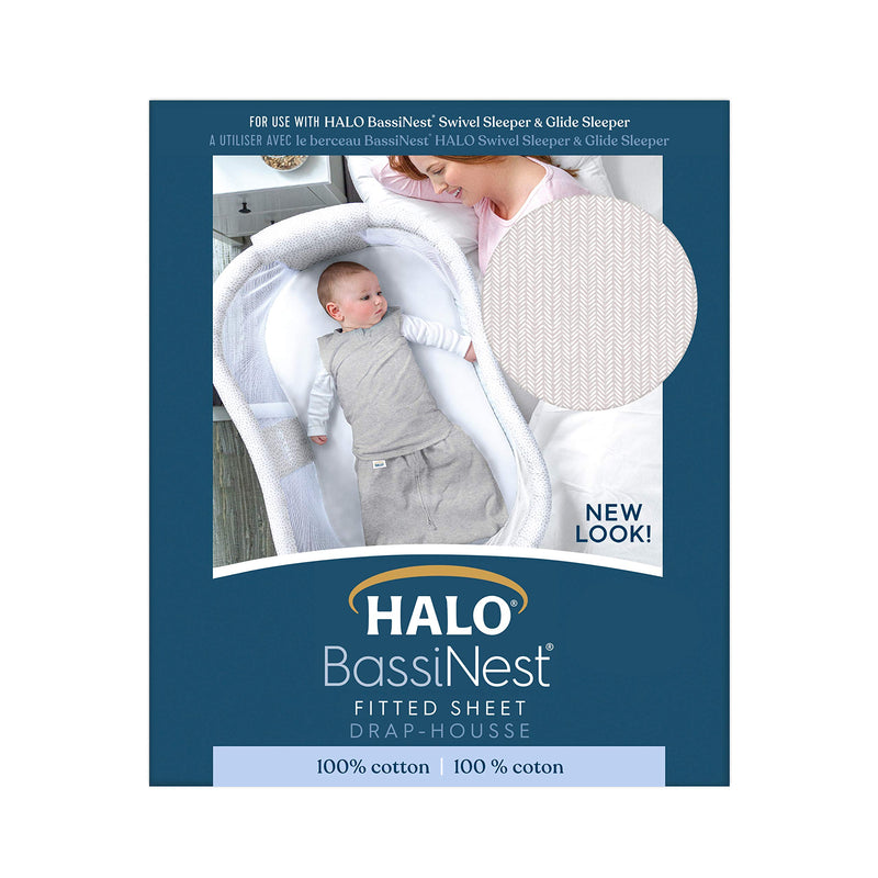 HALO - Bassinest Fitted Sheet - Cotton | Herringbone - Neutral