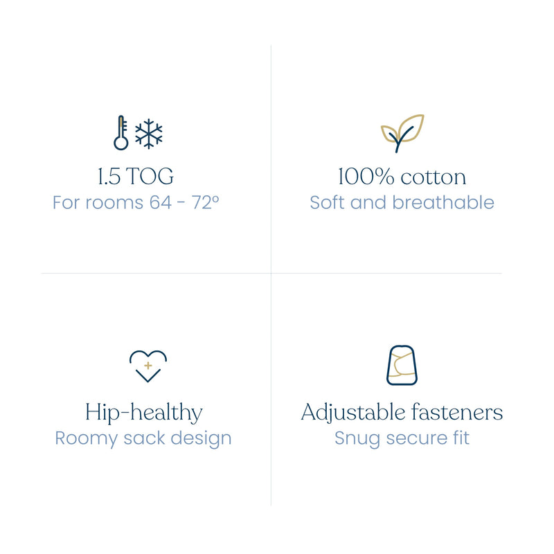 HALO - 100% Cotton Sleepsack Swaddle (TOG 1.5) | Birds - Neutral - Small