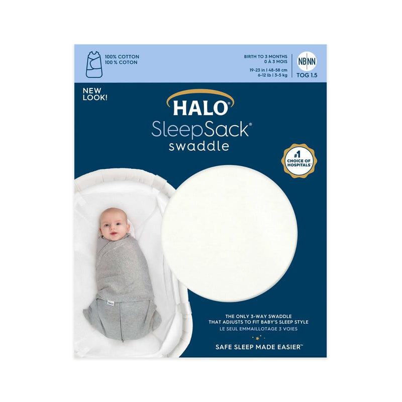 HALO - 100% Cotton Sleepsack Swaddle (TOG 1.5) | Cream - Neutral - Small