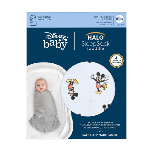 HALO - 100% Cotton Sleepsack Swaddle (1.5 TOG) Disney | Mickey Fun - Boy -born