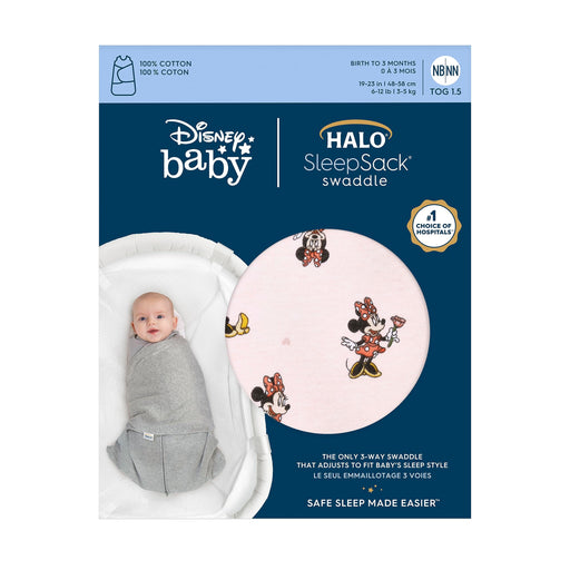 HALO - 100% Cotton Sleepsack Swaddle (1.5 TOG) Disney | Minnie Fun - Girl - Small