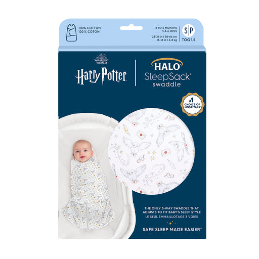 HALO - 100% Cotton Sleepsack Swaddle (1.0 TOG) Harry Potter™ | Messenger - Neutral -born