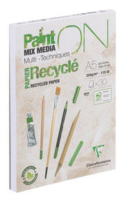 Clairefontaine - Paint'On A5 recycled paper pad 30S white 250g