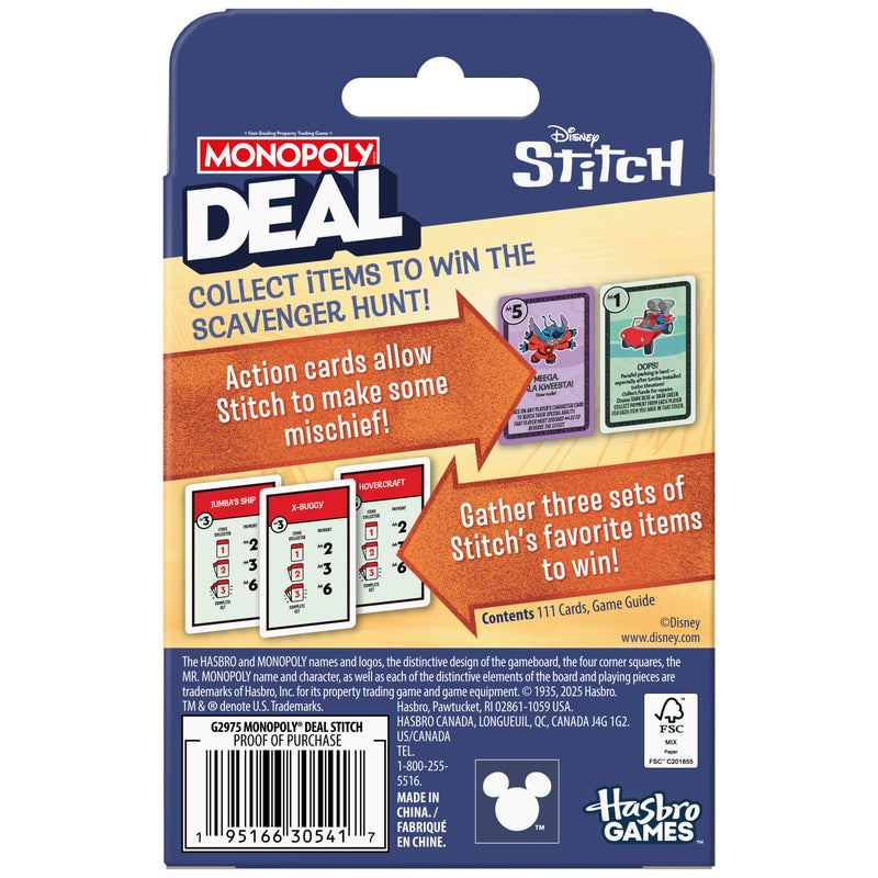 Hasbro - MONOPOLY DEAL STITCH - BIL