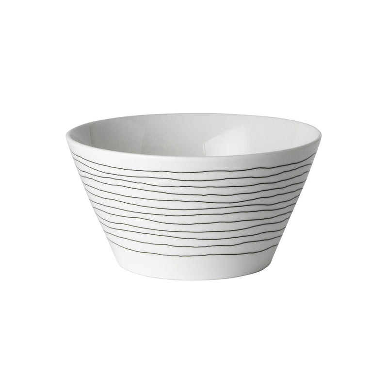 David Shaw - Dutch Rose Bowl 14cm White w/Wavy Lines