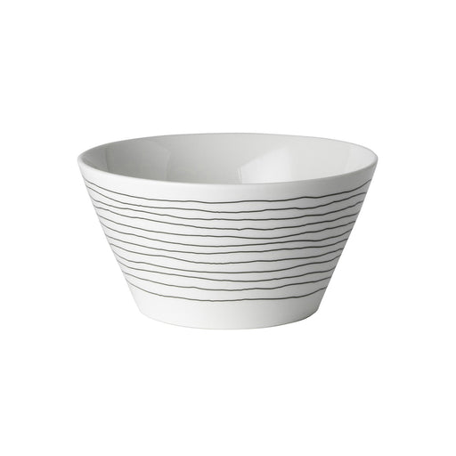 David Shaw - Dutch Rose Bowl 14cm White w/Wavy Lines
