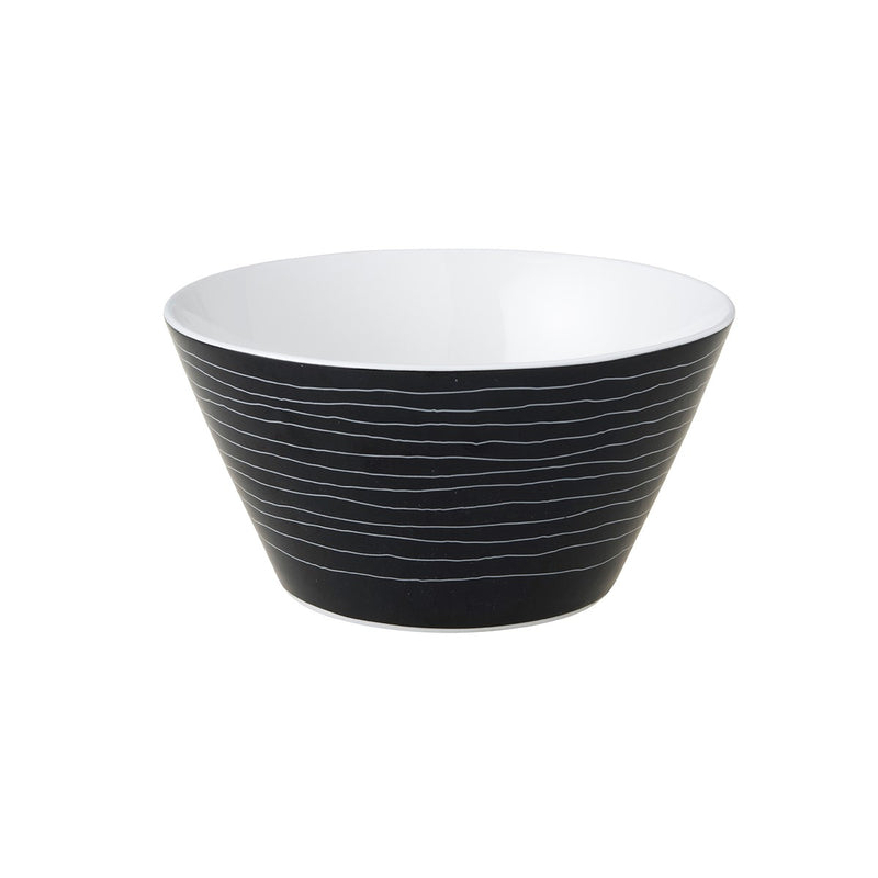 David Shaw - Dutch Rose Bowl Black w/Wavy Lines 14cm