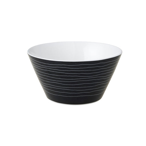 David Shaw - Dutch Rose Bowl Black w/Wavy Lines 14cm