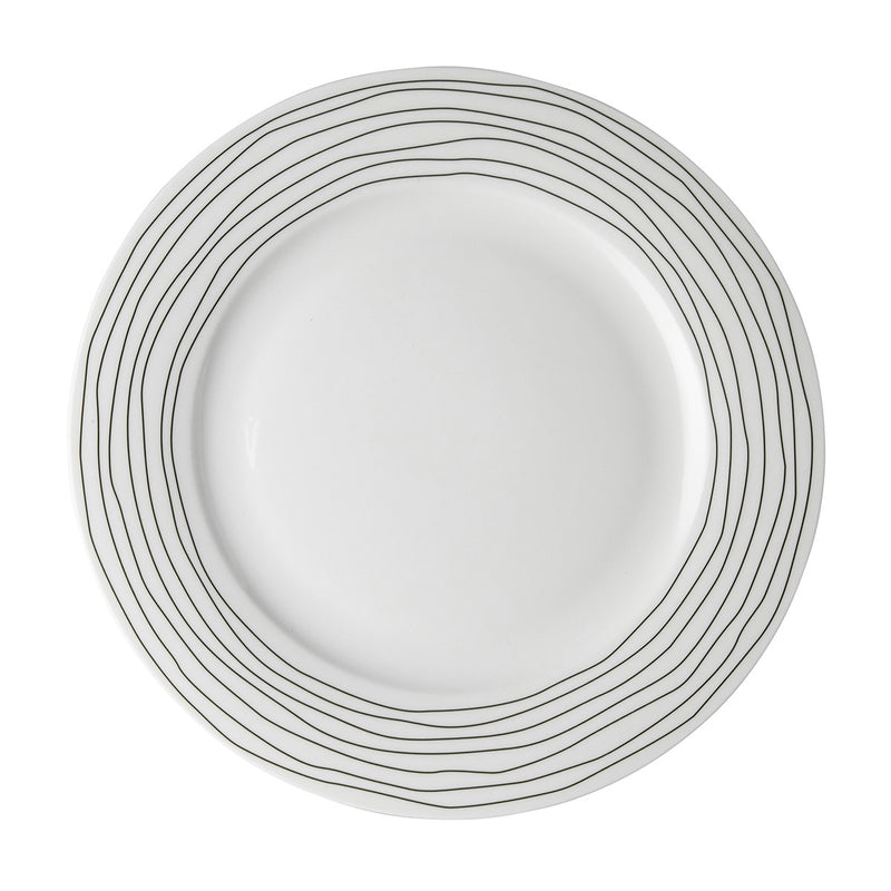 David Shaw - Dutch Rose Dinner Plate White w/Wavy Lines