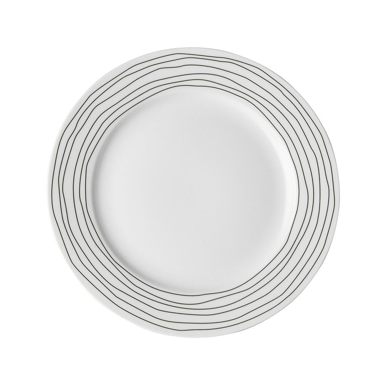 David Shaw - Dutch Rose Salad/Dessert Plate White w/Wavy Lines
