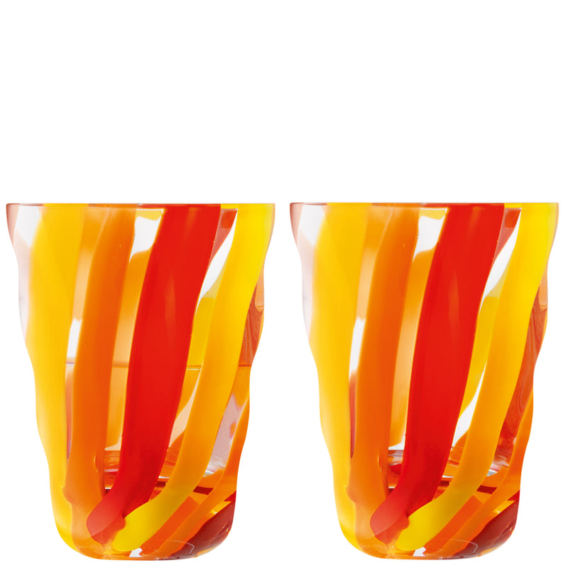 David Shaw - Folk Tumbler 280ml Orange/Red/Yellow x 2