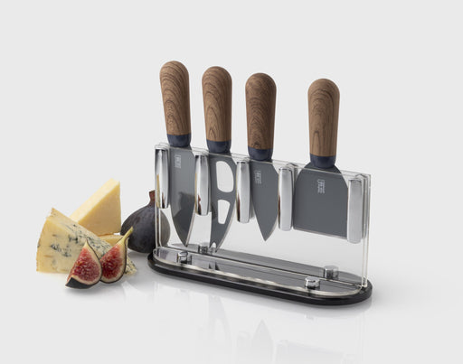 TEW - Cheese Knife set/4 w/acrylic block - Walnut
