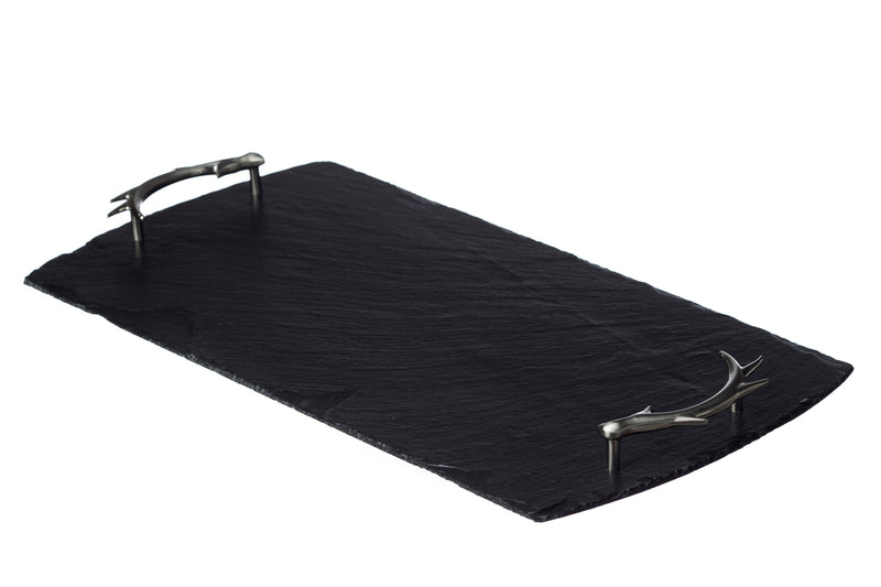 Selbrae House - Large Slate Serving Tray with Antler Handles