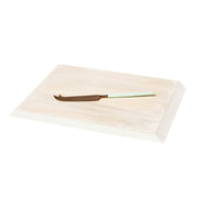 Selbrae House - Mango Wood Cheese Board & Jade Enamel Knife Set