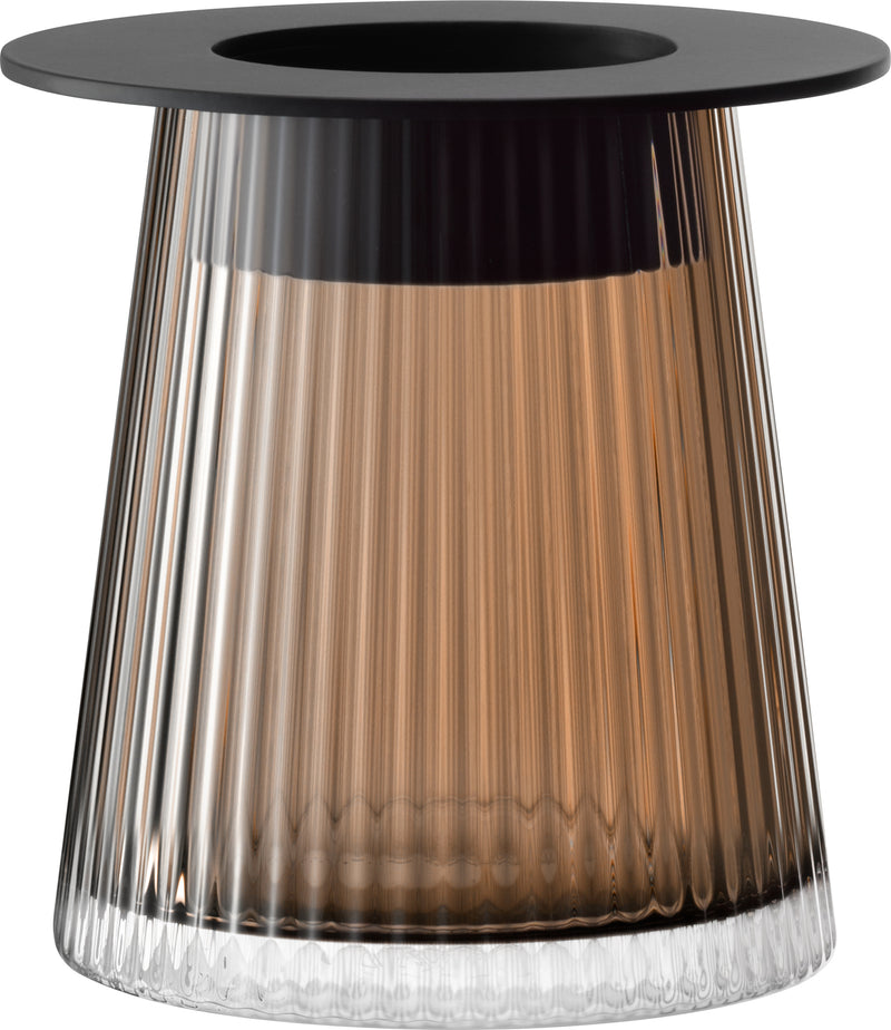 LSA - Beacon Lantern/Vase H14cm Taupe/Jet Black