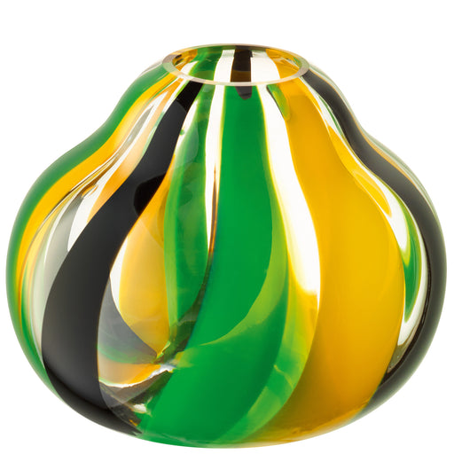 LSA - Folk Vase H11.5cm Black/Green/Yellow