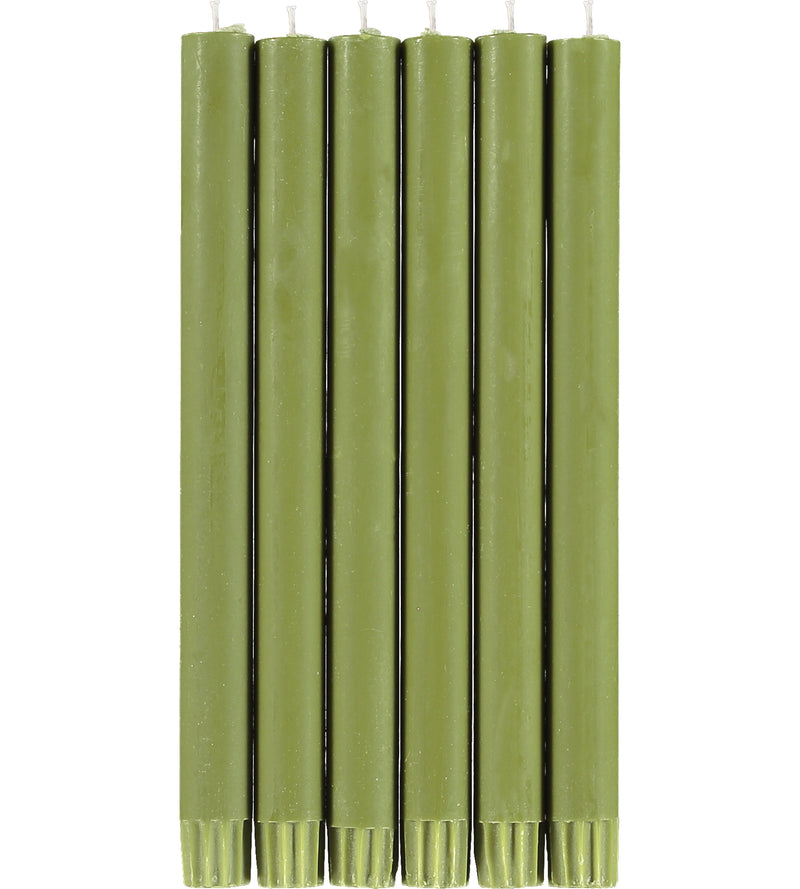 British Colour Standard - Solid Dinner Candle x6 Olive