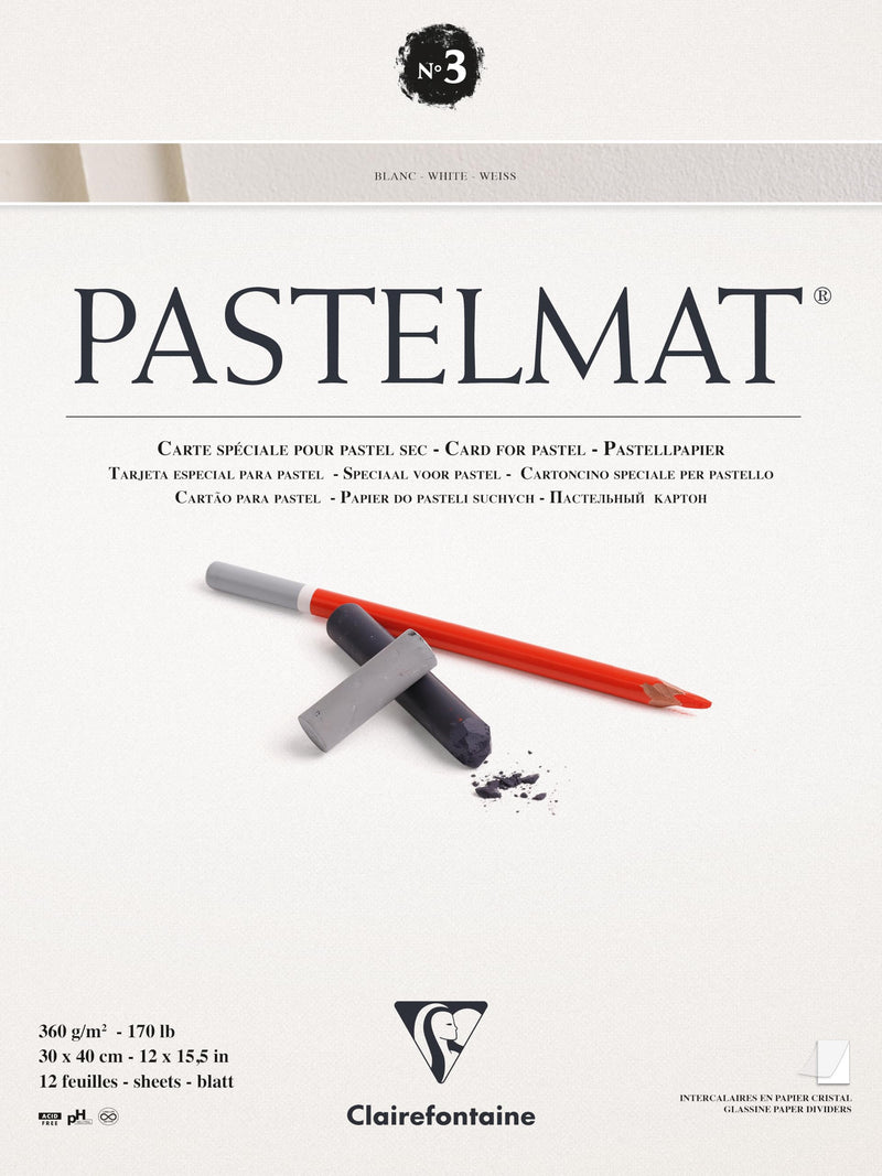 Clairefontaine - Pastelmat Pad N°3 360g  White  12 Sheets 11.8x15.75in