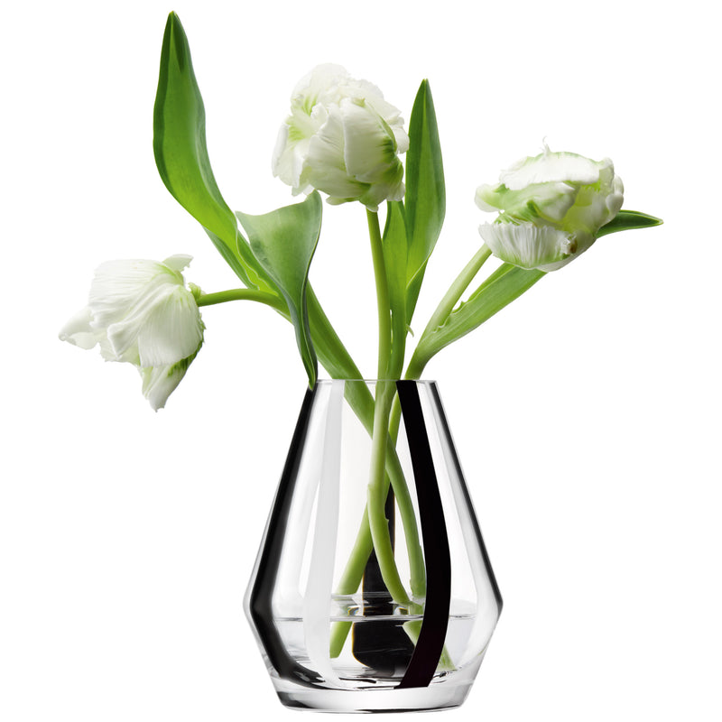 LSA - Stripe Vase H14cm Black/White