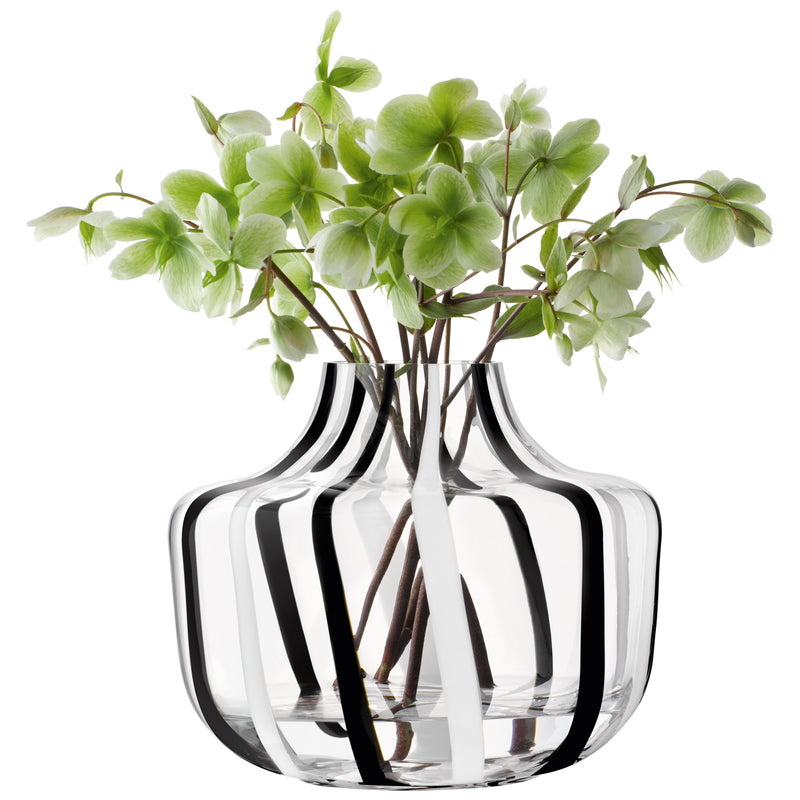 LSA - Stripe Vase H20cm Black/White