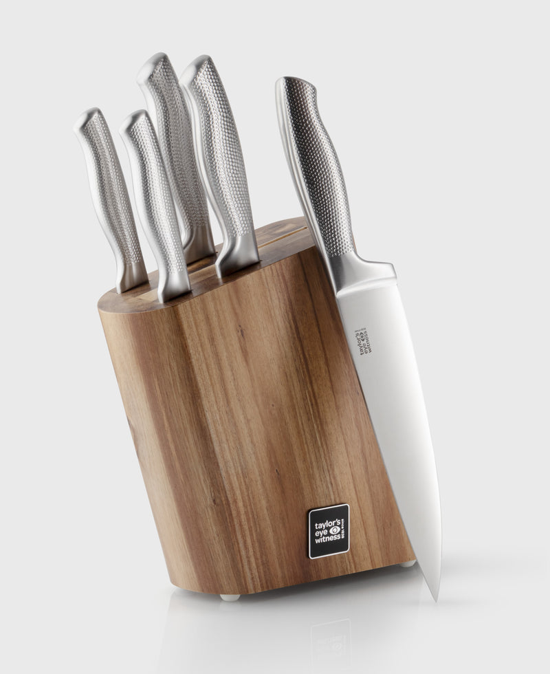 Taylor's Eye Witness - Knife Block set/5 Auckland S/S knives w/Acacia Block