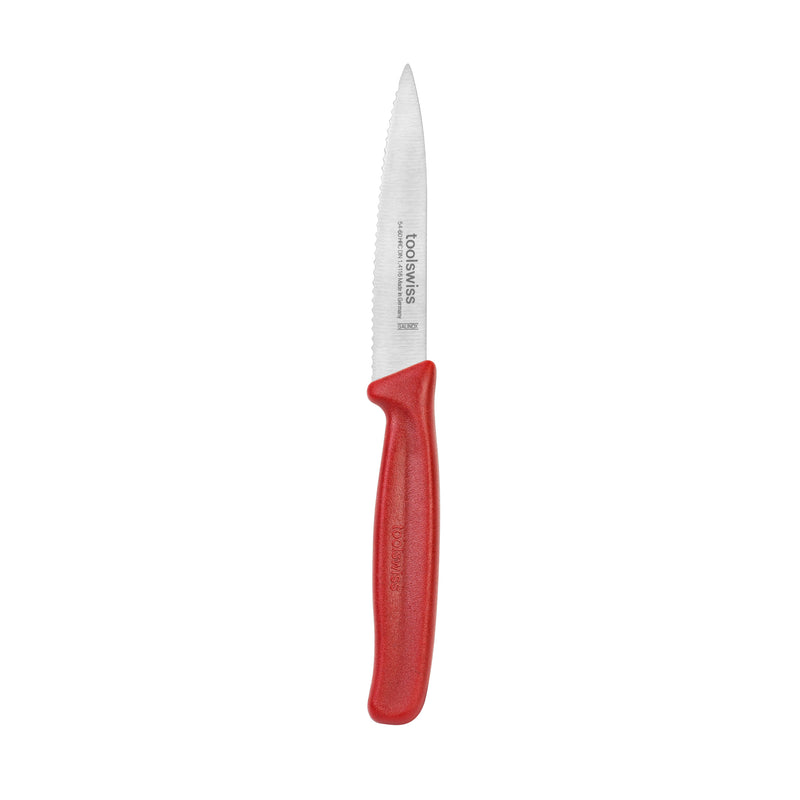 Tool Swiss - 6" SERRATED BLADE SPEAR POINT KNIFE-RED